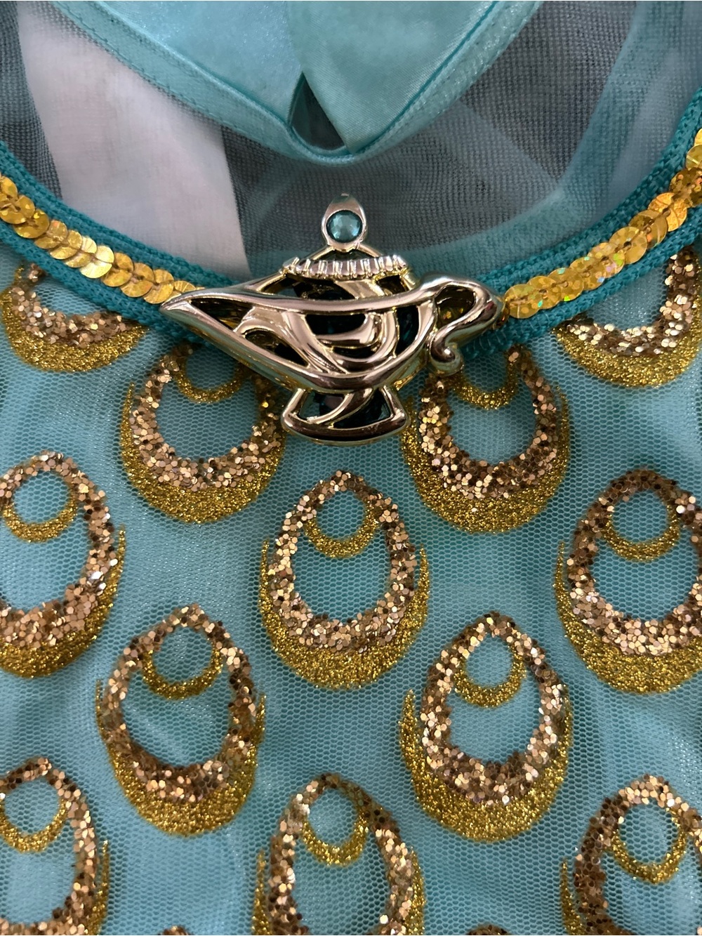 Disney store Aladdin Princess Jasmine Costume Teal and Gold size 7/8 - Picture 3 of 5